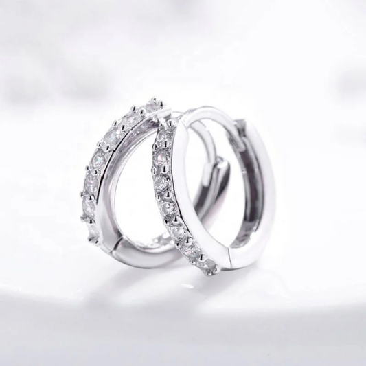 Thin hoop sterling silver earrings