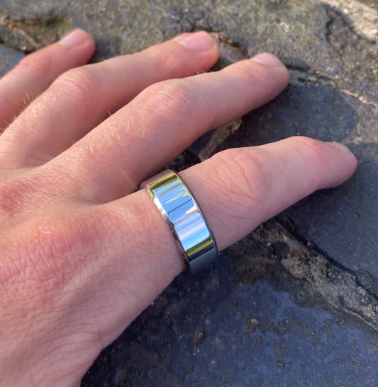 Men's Turkish silver 925 wedding band shiny