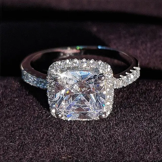 Square luxurious Ring with Cut Center Zircon Stone-Premium 925 sterling silver 
