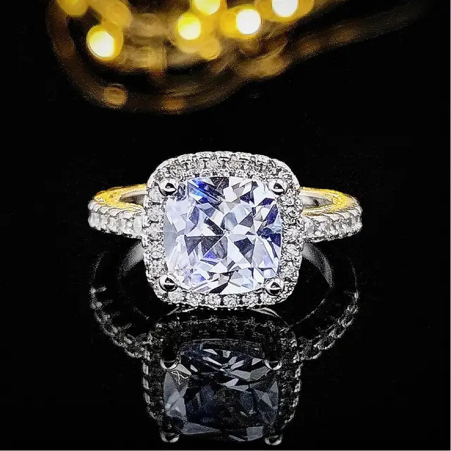 Square luxurious Ring with Cut Center Zircon Stone-Premium 925 sterling silver 