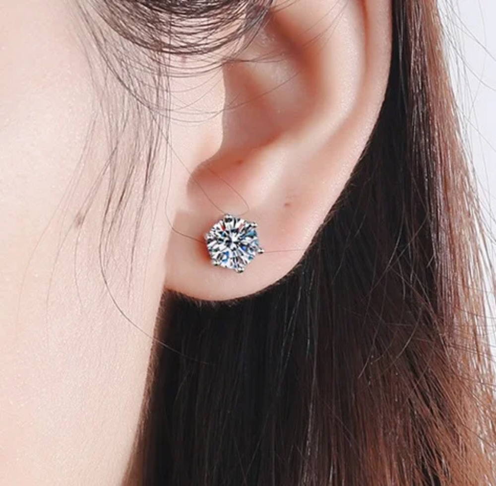 Premium 925 Sterling Silver earrings with a sparkling round-cut stone 