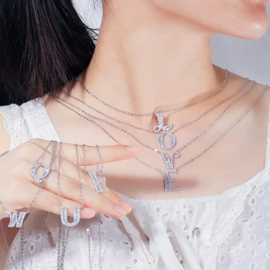 Solitaire letter necklace A M N K E O