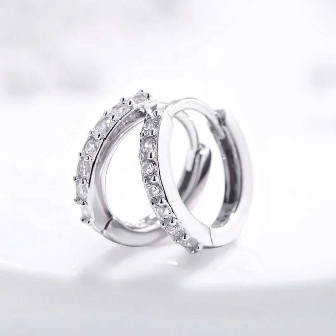 Thin hoop sterling silver earrings