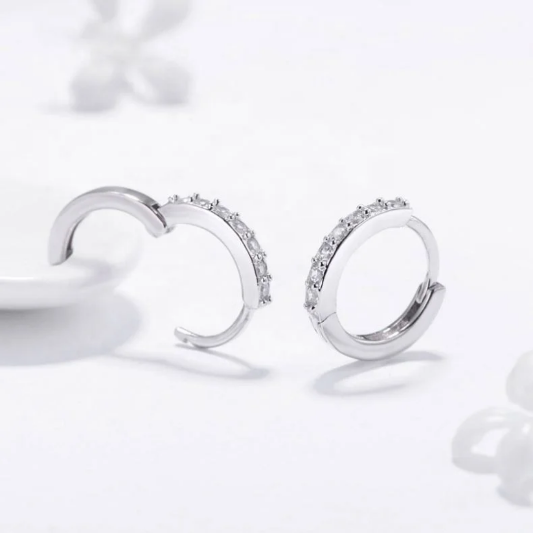 Thin hoop sterling silver earrings