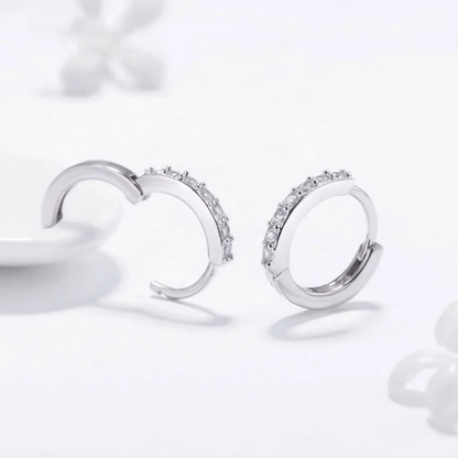 Thin hoop sterling silver earrings
