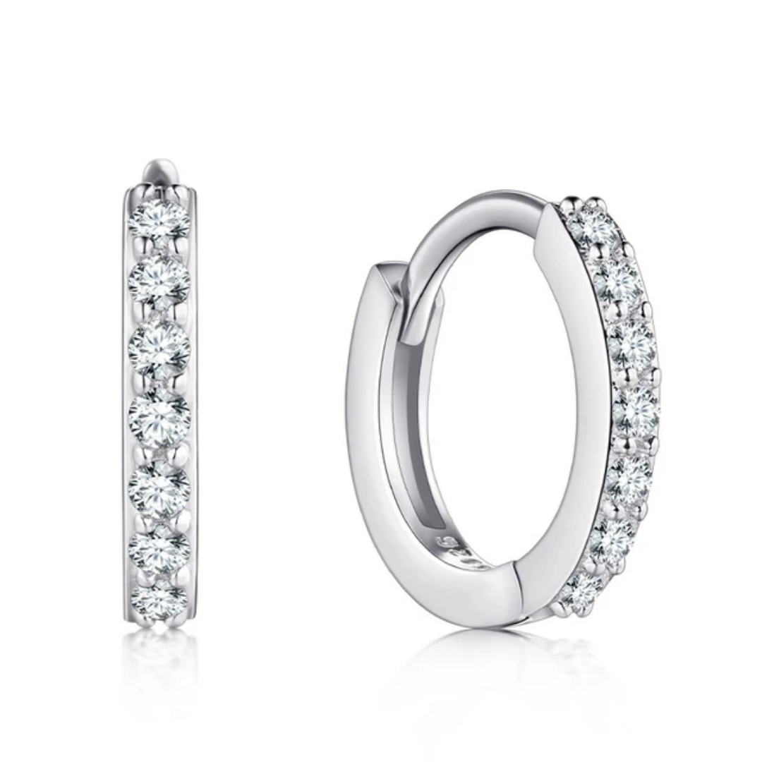 Thin hoop sterling silver earrings