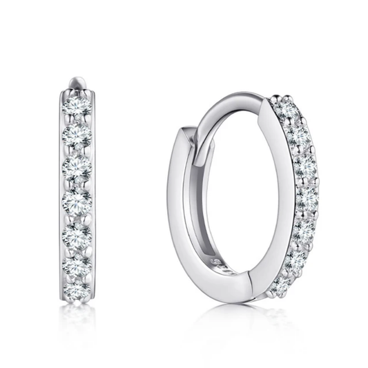 Thin hoop sterling silver earrings