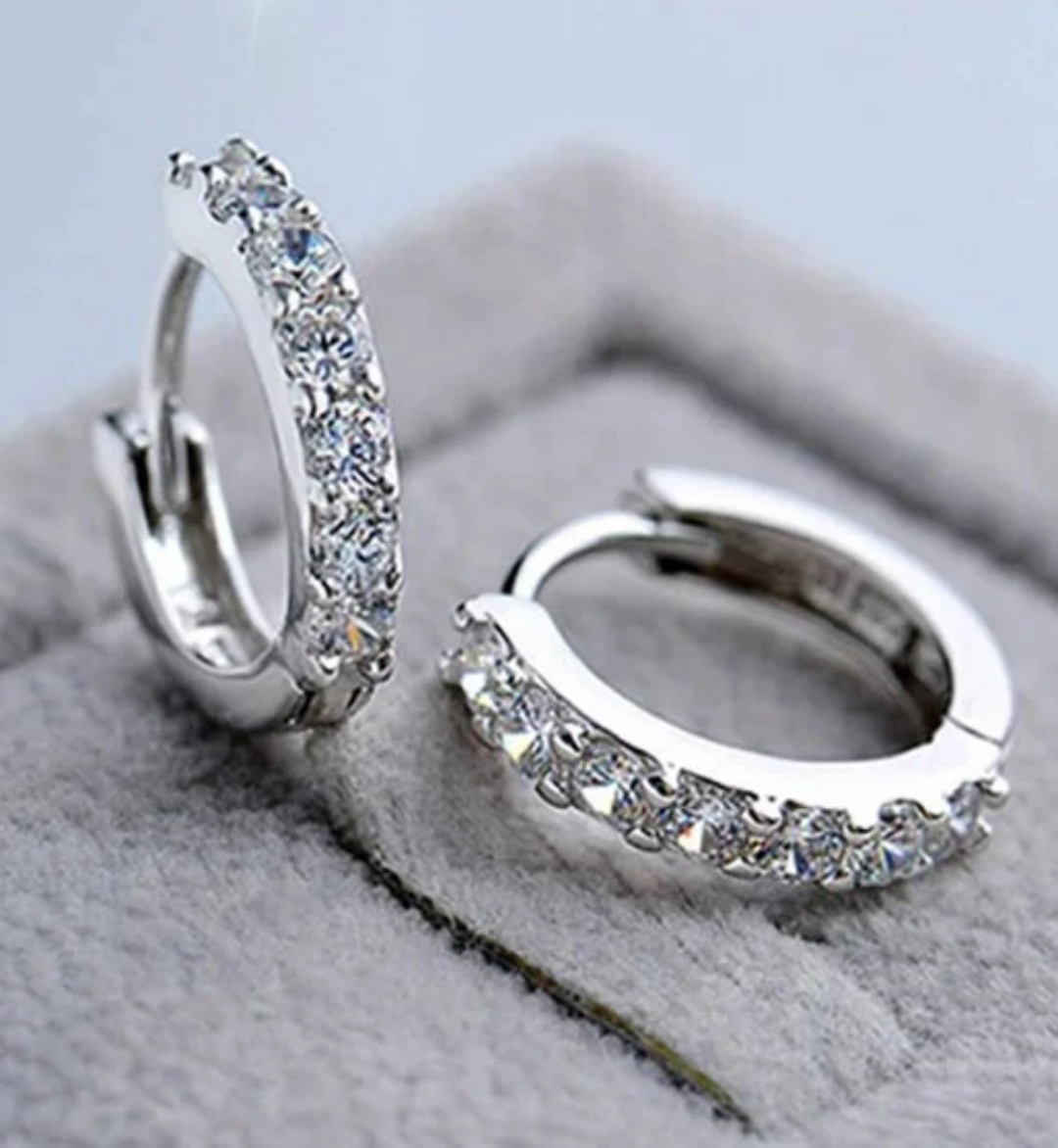 Thin hoop sterling silver earrings