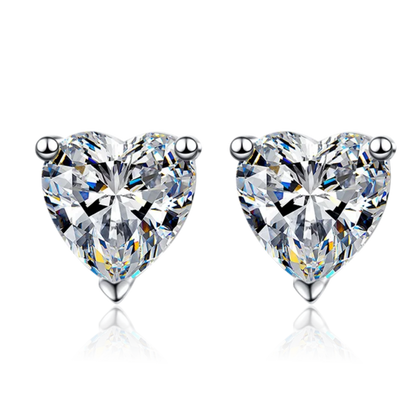 sterling silver heart- shaped zircon stud earrings