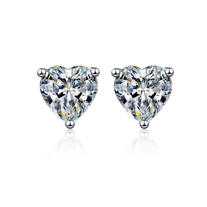 sterling silver heart- shaped zircon stud earrings