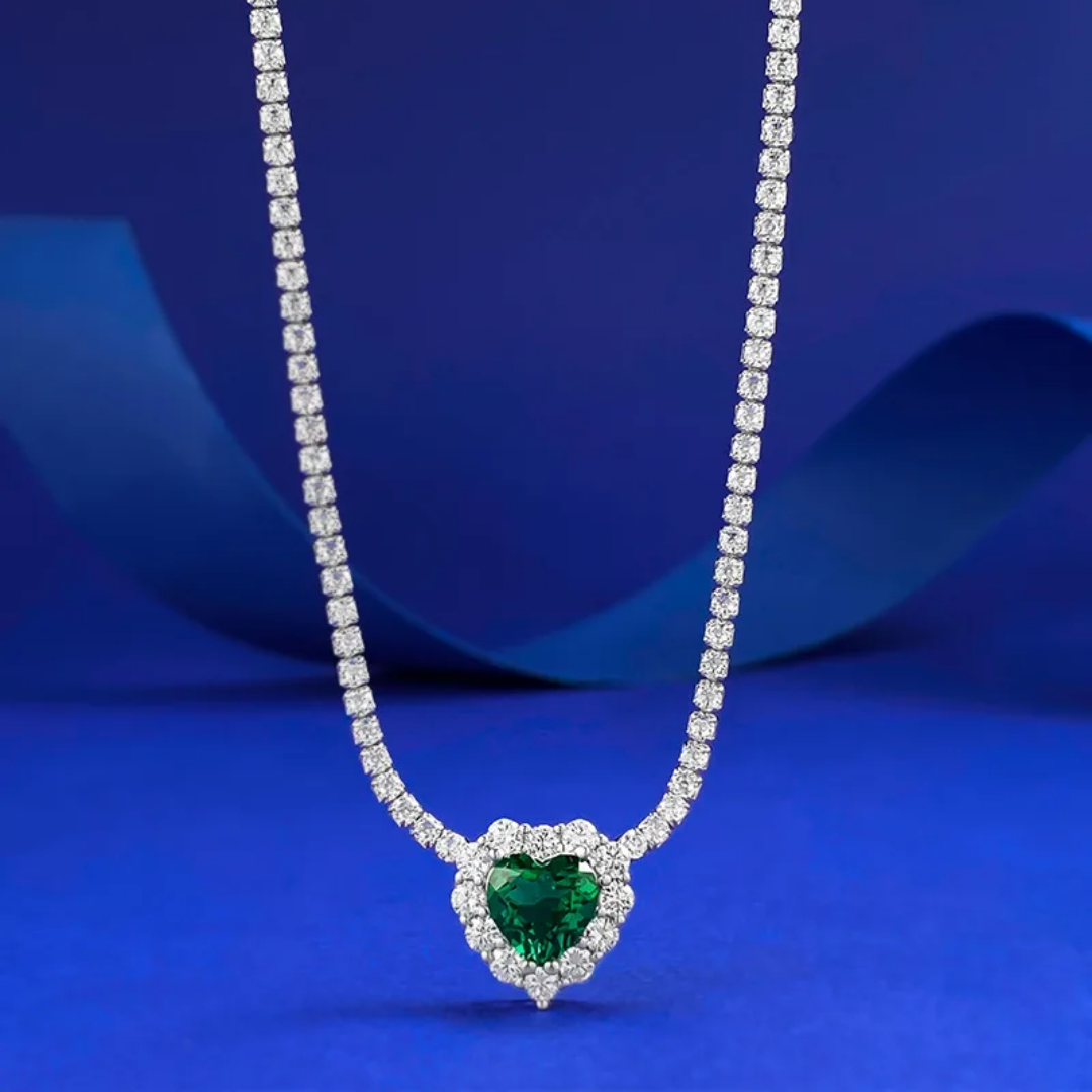 Tennis shiny heart necklace