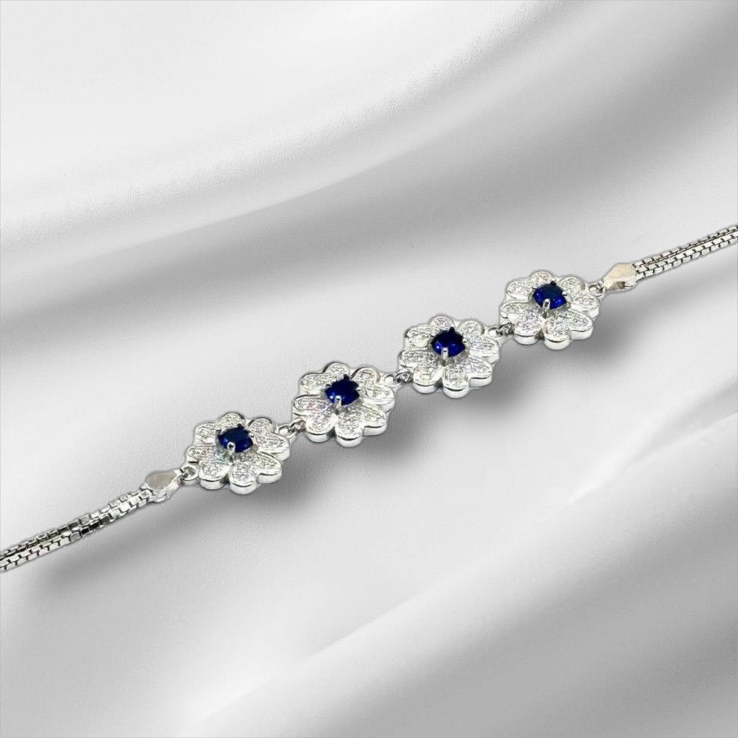 انسيال ورد فاخر مرصع بأحجار زركون لامعة - فضة استرليني 925