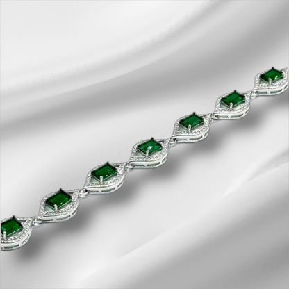 انسيال فاخر مرصع بأحجار زركون خضراء لامعة - فضة استرليني 925