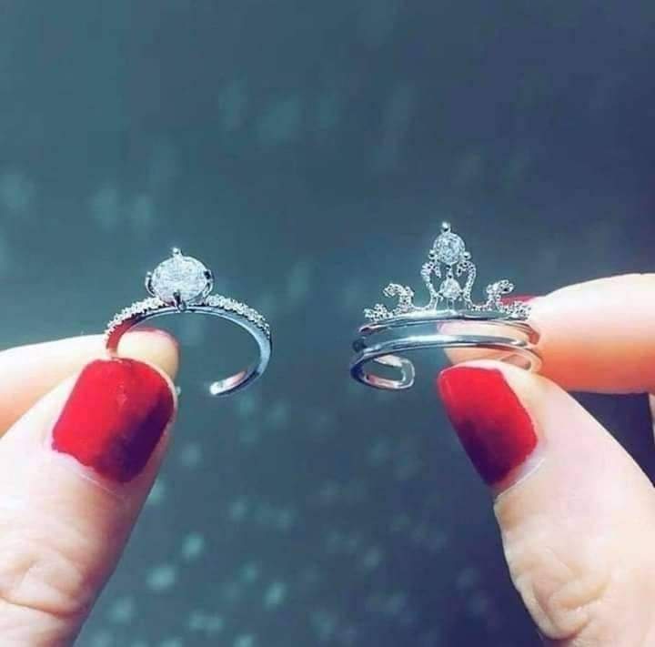 Galaxy Necklace with Crown Twin Ring - Premium 925 Sterling Silver Set