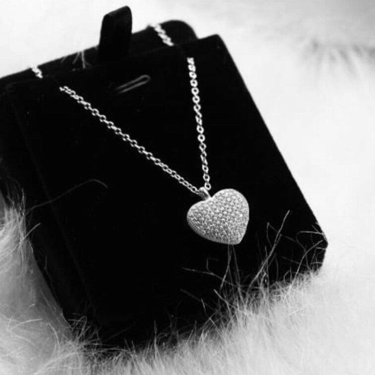 قلادة القلب الفضي