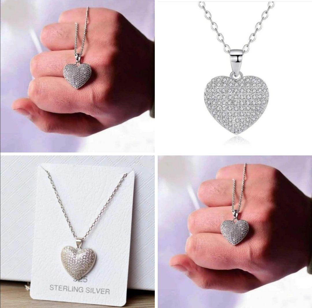 قلادة القلب الفضي