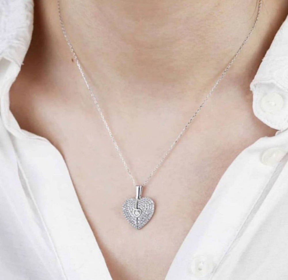 سلسلة القلب الفراشة المفتوح (بجنحات) _ فضة استرليني عيار 925