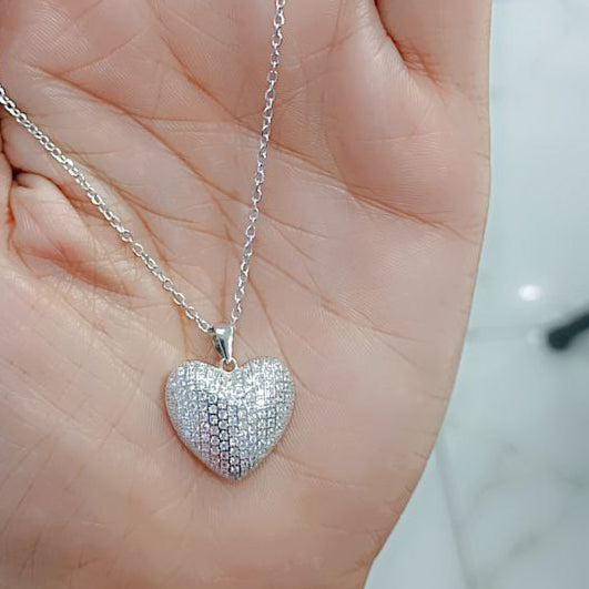 قلادة القلب السوليتير _ فضة سترليني عيار 925