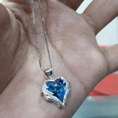 Blue heart and heartbeat set