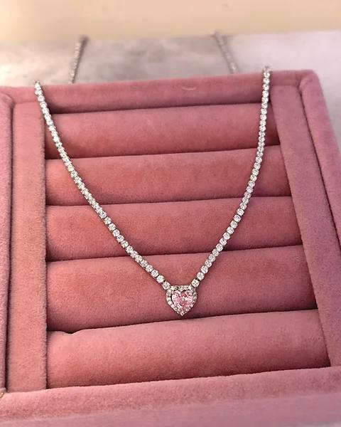 Tennis shiny heart necklace