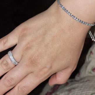 Free Size Tennis Bracelet and Premium 925 silver ring adorned with sparkling zircon