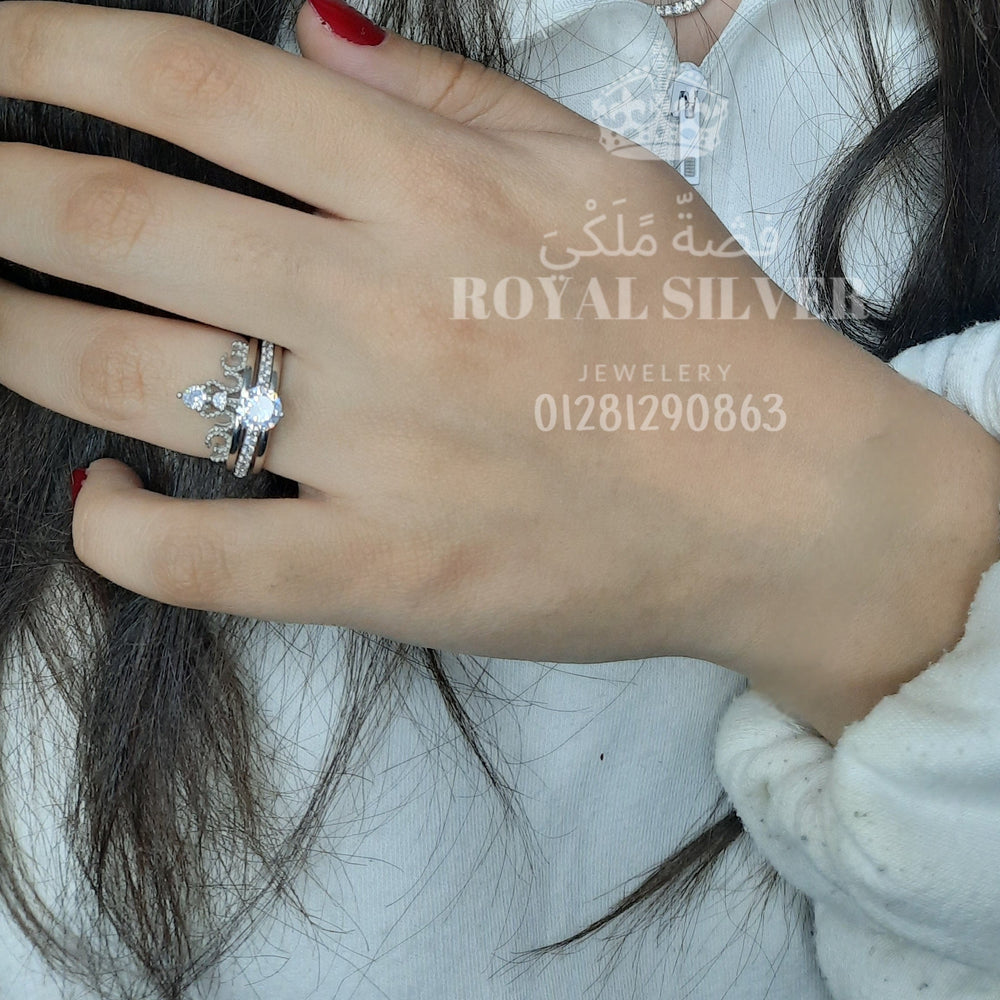 Crown Free Size Twin Ring - Premium 925  Sterling Silver 