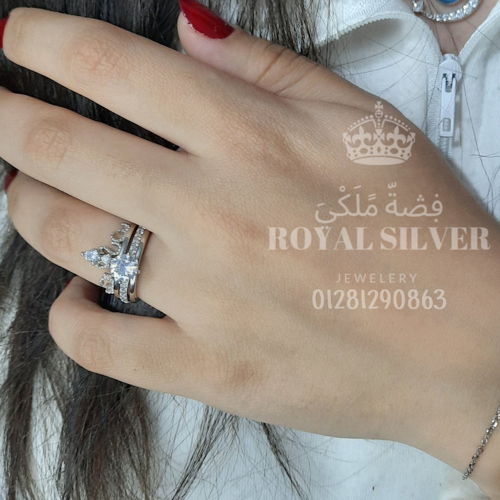 Crown Free Size Twin Ring - Premium 925  Sterling Silver 