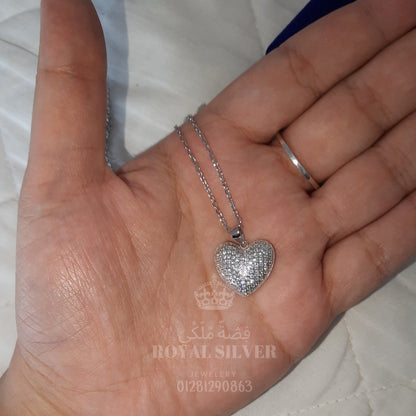 قلادة القلب الفضي