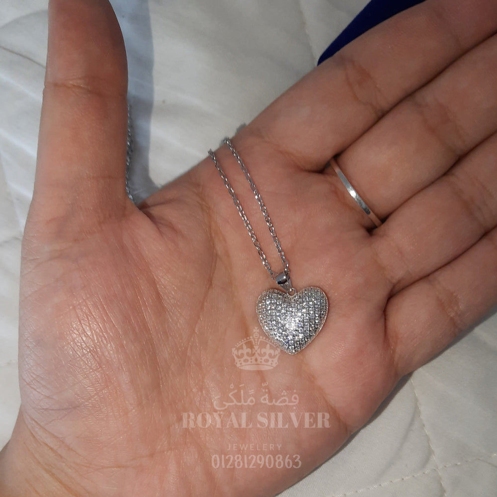 قلادة القلب السوليتير _ فضة سترليني عيار 925