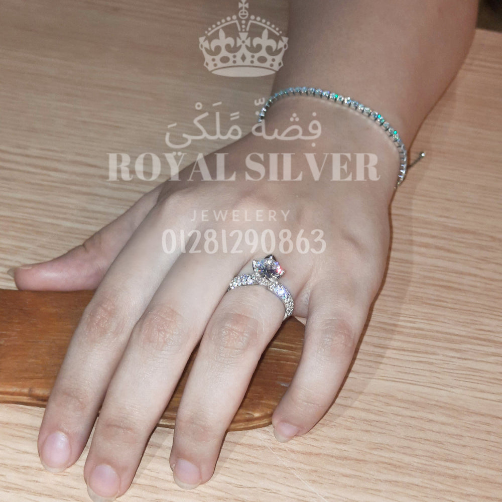Promise Ring with a Free size Tennis Bracelet Premium 925 Sterling Silver set