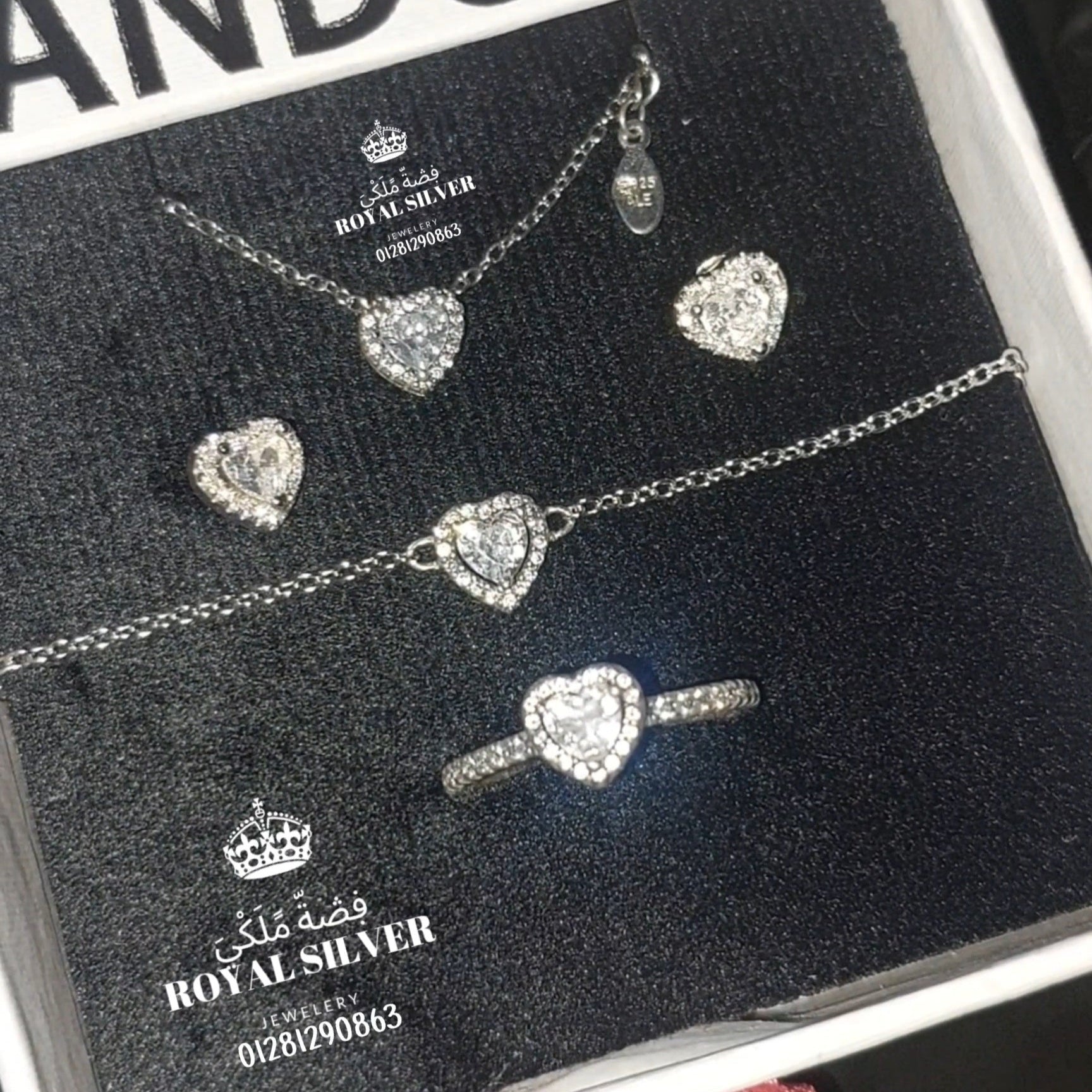 Heart Sterling Silver Set With Clear Cubic Zircon
