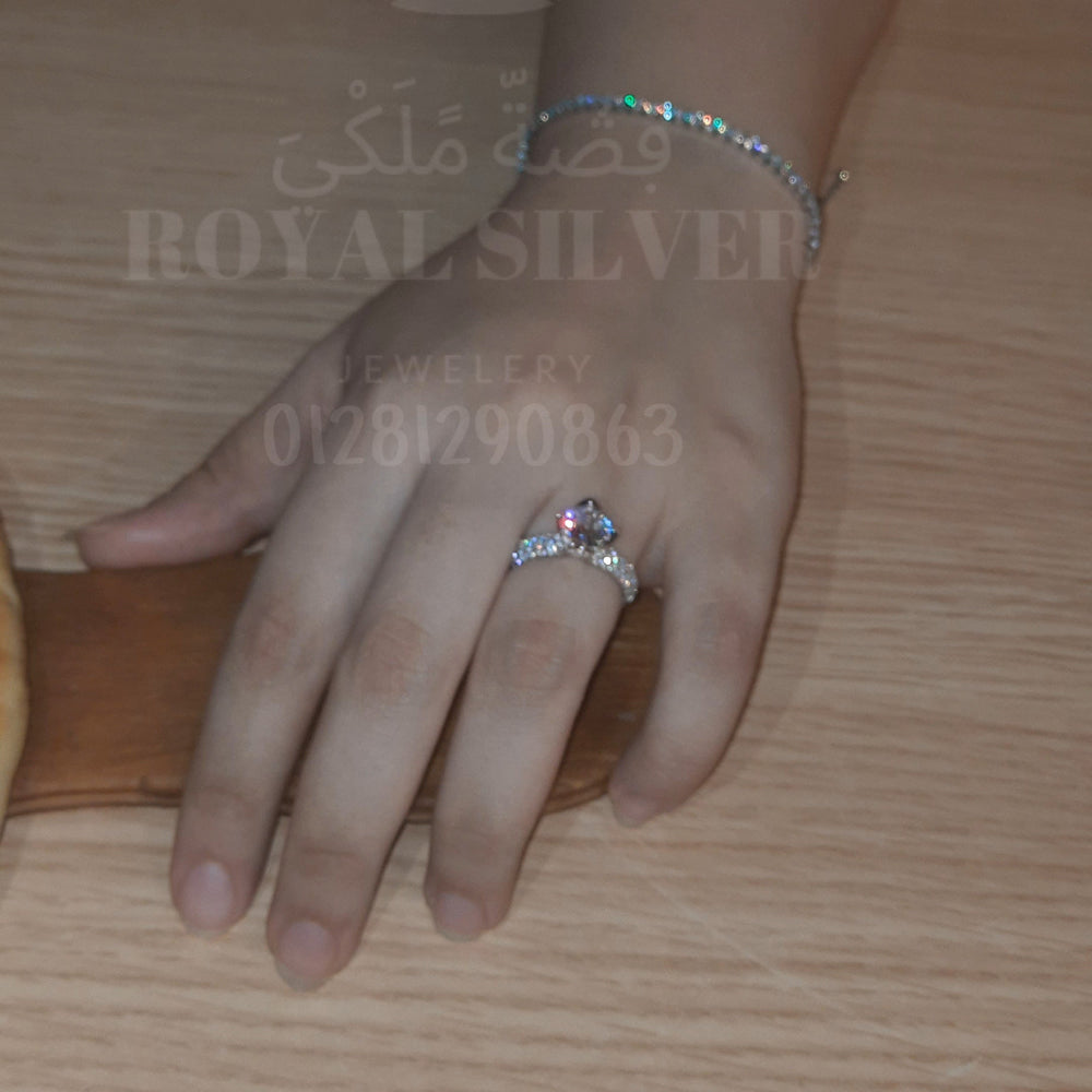 Promise Ring with a Free size Tennis Bracelet Premium 925 Sterling Silver set