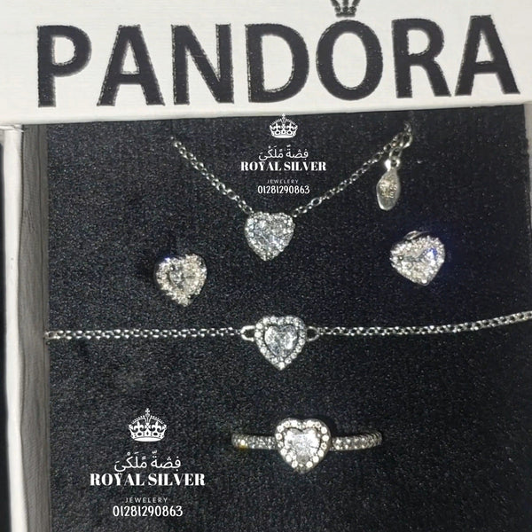Heart Sterling Silver Set With Clear Cubic Zircon
